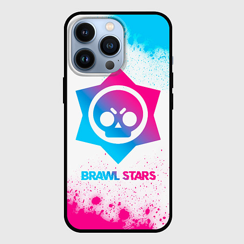 Чехол iPhone 13 Pro Brawl Stars neon gradient style / 3D-Черный – фото 1