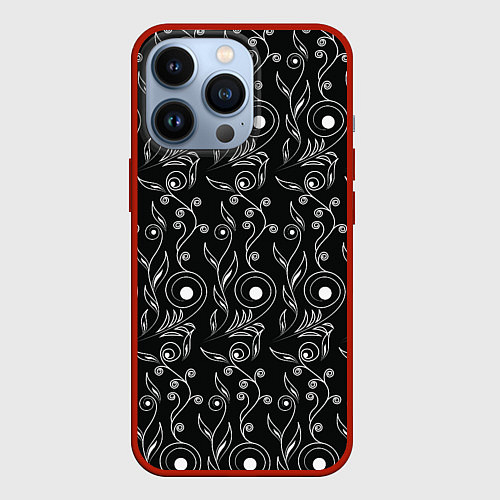 Чехол iPhone 13 Pro Black style pattern / 3D-Красный – фото 1