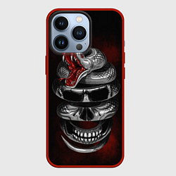 Чехол для iPhone 13 Pro Snake skull, цвет: 3D-красный