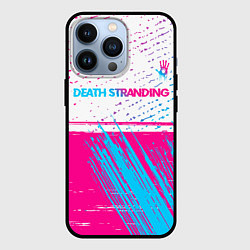 Чехол для iPhone 13 Pro Death Stranding neon gradient style: символ сверху, цвет: 3D-черный