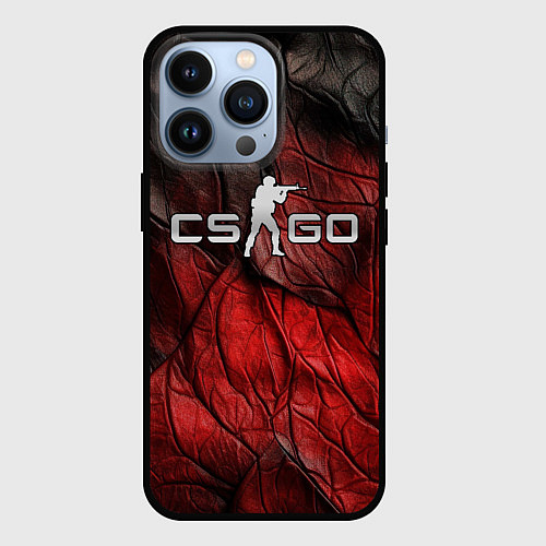 Чехол iPhone 13 Pro CS GO dark red texture / 3D-Черный – фото 1