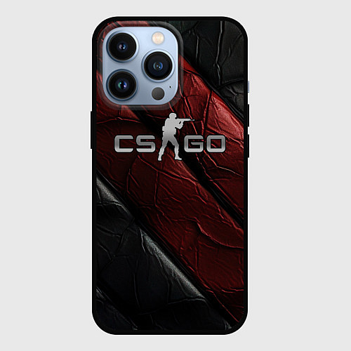 Чехол iPhone 13 Pro CS GO dark red texture / 3D-Черный – фото 1