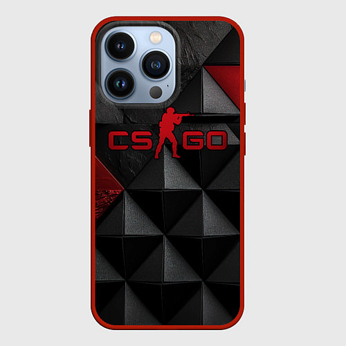 Чехол iPhone 13 Pro CS GO abstract texture / 3D-Красный – фото 1