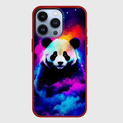 Чехол для iPhone 13 Pro Панда и краски, цвет: 3D-красный