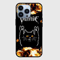 Чехол iPhone 13 Pro Bullet For My Valentine рок кот и огонь