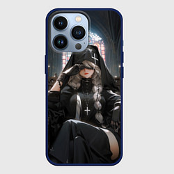 Чехол для iPhone 13 Pro Монашка 2b от нейросети, цвет: 3D-тёмно-синий