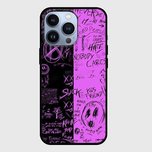 Чехол iPhone 13 Pro Dead inside purple black / 3D-Черный – фото 1