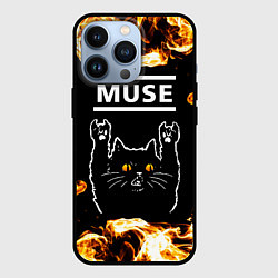 Чехол для iPhone 13 Pro Muse рок кот и огонь, цвет: 3D-черный