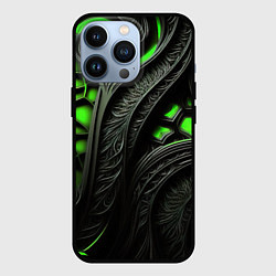 Чехол iPhone 13 Pro Green black abstract