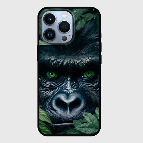 Чехол iPhone 13 Pro Крупная морда гориллы / 3D-Черный – фото 1