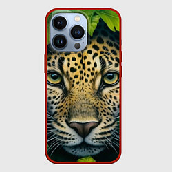 Чехол iPhone 13 Pro Леопард в листьях