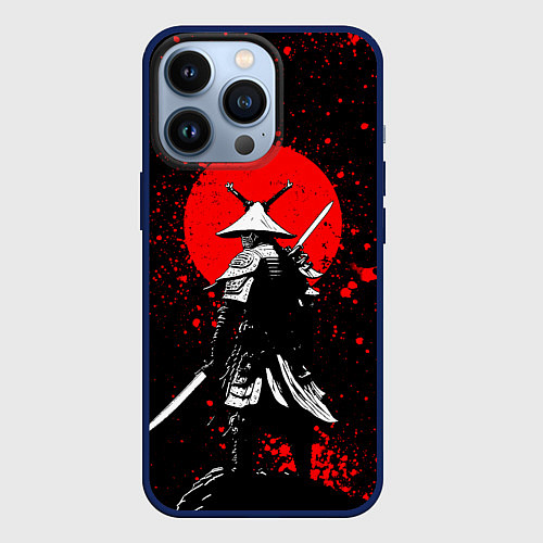 Чехол iPhone 13 Pro Призрак цусимы - самурай / 3D-Тёмно-синий – фото 1