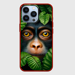 Чехол для iPhone 13 Pro Черная обезьянка, цвет: 3D-красный