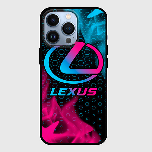 Чехол iPhone 13 Pro Lexus - neon gradient / 3D-Черный – фото 1