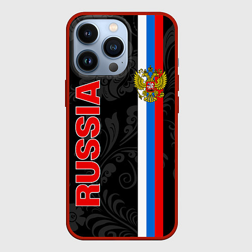 Чехол iPhone 13 Pro Russia black style / 3D-Красный – фото 1