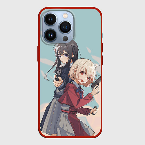 Чехол iPhone 13 Pro Takina Inoue and Chisato Nishikigi - Lycoris Recoi / 3D-Красный – фото 1