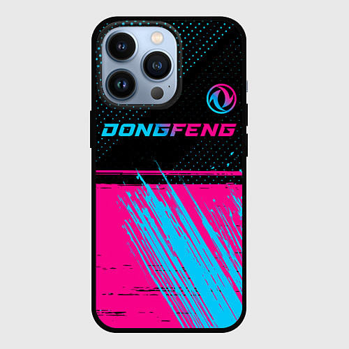 Чехол iPhone 13 Pro Dongfeng - neon gradient: символ сверху / 3D-Черный – фото 1