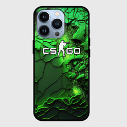 Чехол для iPhone 13 Pro CS GO green abstract, цвет: 3D-черный