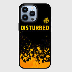 Чехол для iPhone 13 Pro Disturbed - gold gradient: символ сверху, цвет: 3D-черный