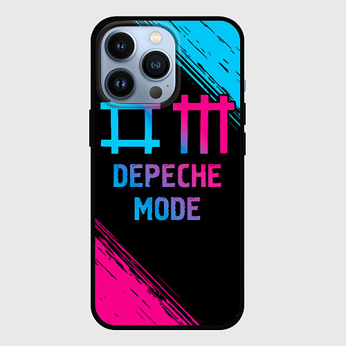 Чехол iPhone 13 Pro Depeche Mode - neon gradient / 3D-Черный – фото 1