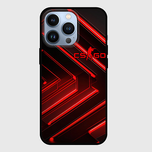 Чехол iPhone 13 Pro Red neon CS GO / 3D-Черный – фото 1