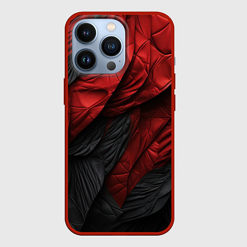 Чехол iPhone 13 Pro Red black texture / 3D-Красный – фото 1