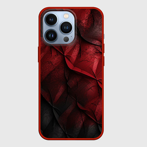 Чехол iPhone 13 Pro Black red texture / 3D-Красный – фото 1