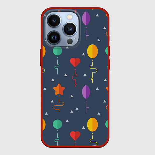 Чехол iPhone 13 Pro Праздничные шарики / 3D-Красный – фото 1