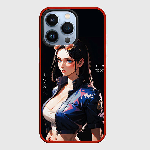 Чехол iPhone 13 Pro Нико Робин с очками - One Piece / 3D-Красный – фото 1