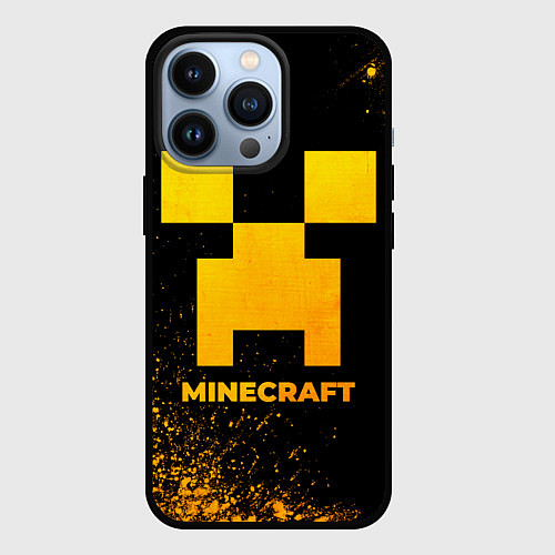 Чехол iPhone 13 Pro Minecraft - gold gradient / 3D-Черный – фото 1