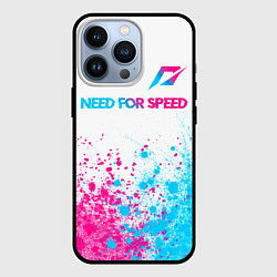Чехол для iPhone 13 Pro Need for Speed neon gradient style: символ сверху, цвет: 3D-черный