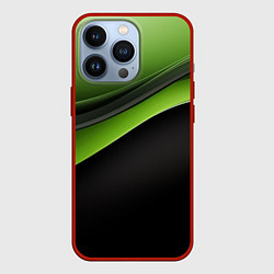 Чехол iPhone 13 Pro Black green abstract