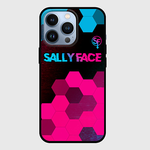 Чехол iPhone 13 Pro Sally Face - neon gradient: символ сверху / 3D-Черный – фото 1