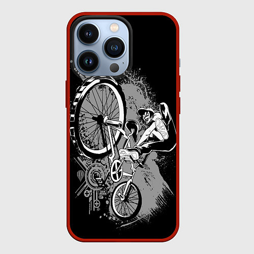 Чехол iPhone 13 Pro Bmx jump rider / 3D-Красный – фото 1