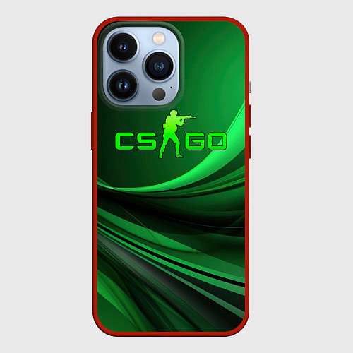 Чехол iPhone 13 Pro CS GO green abstract / 3D-Красный – фото 1