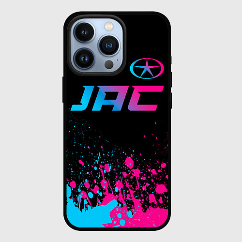 Чехол iPhone 13 Pro JAC - neon gradient: символ сверху / 3D-Черный – фото 1