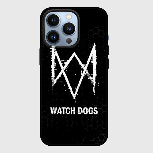 Чехол iPhone 13 Pro Watch Dogs glitch на темном фоне / 3D-Черный – фото 1