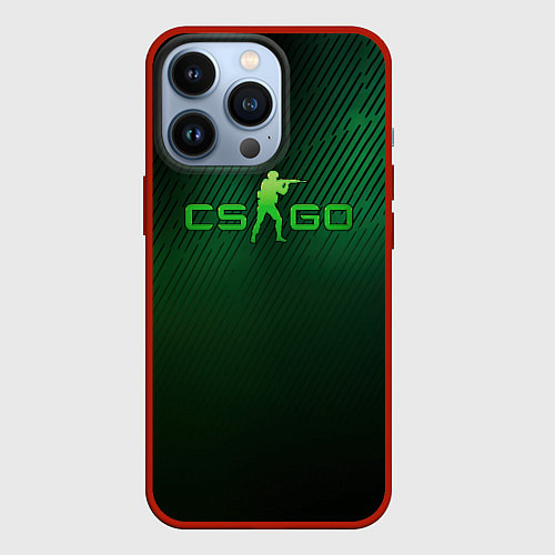 Чехол iPhone 13 Pro CSGO green logo / 3D-Красный – фото 1