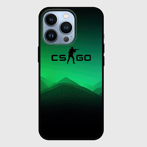 Чехол iPhone 13 Pro CS GO green black background / 3D-Черный – фото 1