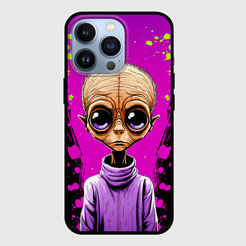 Чехол iPhone 13 Pro Alien - comics art style / 3D-Черный – фото 1