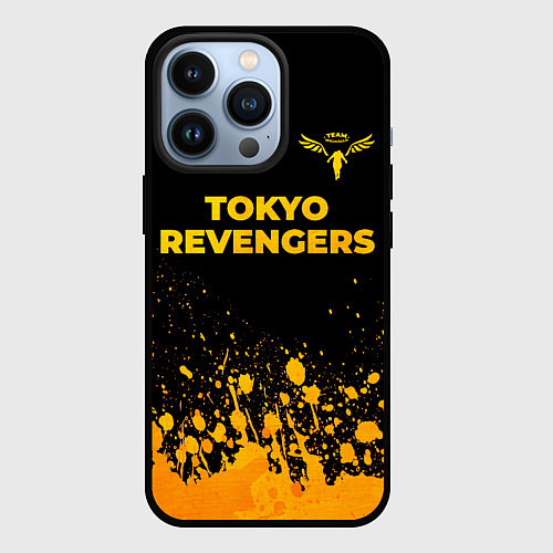 Чехол iPhone 13 Pro Tokyo Revengers - gold gradient: символ сверху / 3D-Черный – фото 1