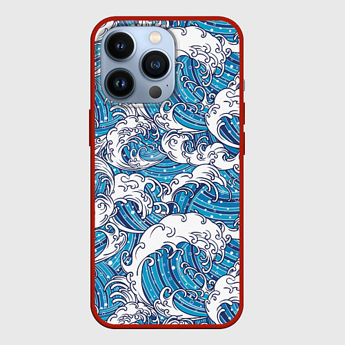 Чехол iPhone 13 Pro Sea waves / 3D-Красный – фото 1