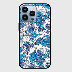 Чехол для iPhone 13 Pro Sea waves, цвет: 3D-черный