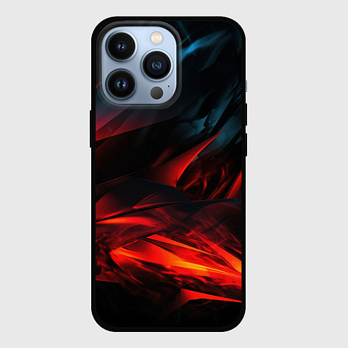 Чехол iPhone 13 Pro Red black abstract / 3D-Черный – фото 1