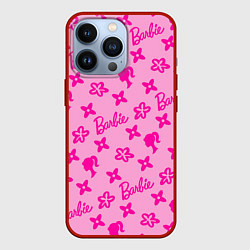 Чехол для iPhone 13 Pro Барби паттерн розовый, цвет: 3D-красный