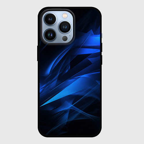 Чехол iPhone 13 Pro Black blue texture / 3D-Черный – фото 1