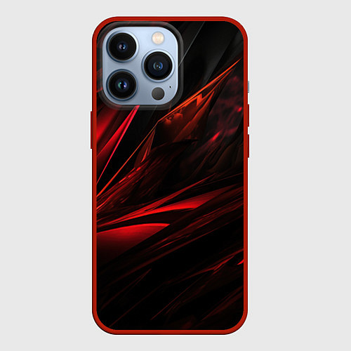 Чехол iPhone 13 Pro Black red background / 3D-Красный – фото 1