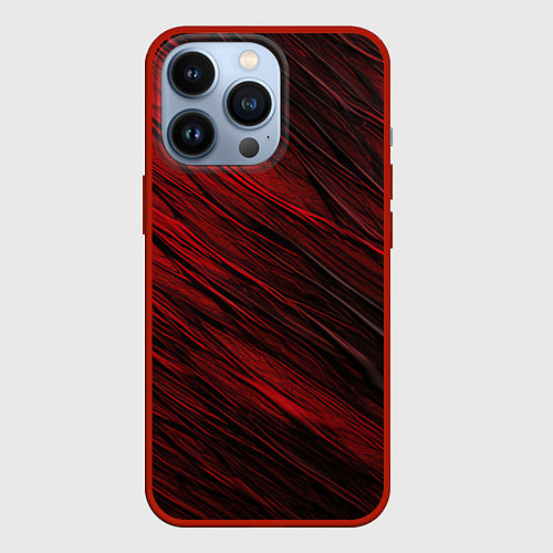 Чехол iPhone 13 Pro Black red texture / 3D-Красный – фото 1