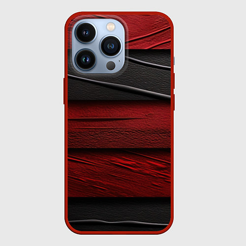 Чехол iPhone 13 Pro Black red texture / 3D-Красный – фото 1