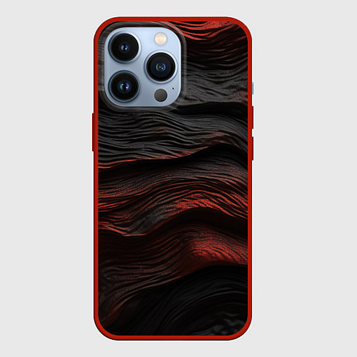 Чехол iPhone 13 Pro Black red texture / 3D-Красный – фото 1